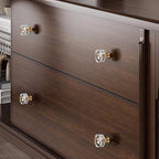 6-Pack 1-1/4-Inch Gold knob Dresser knobs White Cabinet Glass Crystal knobs Brass Drawer Polygonal Dresser Pulls, Drawer pulls