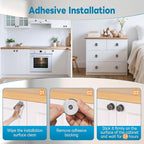 Self Adhesive Drawer Knobs, 8 Pack Self Stick Door Pull Handles, Zinc Alloy No Drilling Cabinet Knobs for Drawer, Closet, Window, Dresser, Sliding Barn/Glass Shower/Balcony Door (8, Grey)