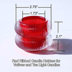 Woho Ribbed Glass Votive Candle Holders Set of 6, Red Tealight Candle Holder for Wedding Table Decor, Vintage Tea Lights Candle Holder for Christmas/Valentines Day Decorations (Red, 2.1" H X 2.75" D)