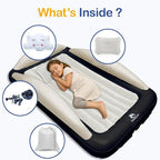 Sleepah Inflatable Toddler Travel Bed Portable Kids Air Mattress Set w Safety Rail Guards for Kids & Toddlers – Includes Pump, Carry Case, Pillow & More - Perfect Transitional Cot (Beige)