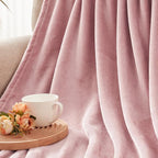 Exclusivo Mezcla Extra Large Fleece Throw Blanket for Couch, Sofa, 300GSM Super Soft and Warm Blankets, Dusty Pink Throw All Season Use, Cozy, Plush, Lightweight, 50x70 Inches