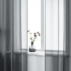 DUALIFE Charcoal Grey Sheer Curtains Grommet,Look Semi Sheer Windows Panels,Elegant Solid Color Touch Soft Drapes, 52X96 Inch for Living Room Bedroom,Set of 2 Panels