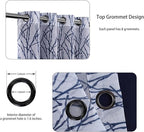 BONZER Mix and Match Curtains - 2 Pieces Branch Print Sheer Curtains and 2 Pieces Blackout Curtains for Bedroom Living Room Grommet Window Drapes, 54x84 Inch/Panel, Indigo, Set of 4 Panels