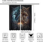 Cool Norse Viking Theme Curtains - Fantasy Ancient Symbols Wildlife Wolf Nordic Vikings Thermal Insulated Blackout Curtains - Rod Pocket Window Treatment Drapes for Bedroom 2 Panels 63L x 27.5W