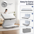 Foldable Mattress Twin 6 inch -Portable White Memory Foam Folding Matress with Washable Cover for Camping Travel Guest Room Home Use-Non-Slip&Easy Storage