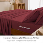 Mellanni California King Sheets Set - 4 PC Iconic Collection Bedding - Hotel Luxury, Extra Soft, Cooling Bed Sheets - Wrinkle, Fade, Stain Resistant (Cal King, Brick Red)