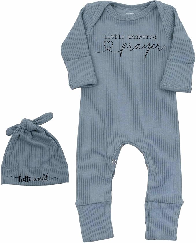 Little Answered Prayer Bodysuit Infant Romper Baby Announcement 0-3 Months Clothes Cute Religious Boys Girls Outfit