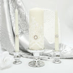 Silver Unity Candle Holder - Glass Candle Holders for Pillar Candles Taper Candles, Glass Candlestick Holders Set of 3, Clear Glass Candlestick Holder for Wedding Table Dinning Church Centerpiece