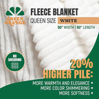 GO Premium Comfort Queen Blanket for Couch & Bed - Soft White Fleece for Living Room, Bedroom - Home Decor - 90x90 Inches