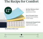 ZINUS 12 Inch King Cooling Comfort Hybrid Mattress [New Version], Fiberglass Free, Medium Firm Feel, Motion Isolation, Certified Safe Foams & Fabric