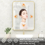 LED Bathroom Mirror with Lights, 24x32 Inch Gold Metal Framed LED Mirror for Bathroom, 3 Colors and Stepless Dimmable Wall Mounted Lighted Bathroom Vanity Mirror, Anti-Fog, Memory