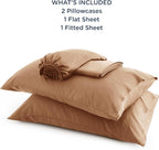 Bedsure California King Sheet Sets, Cooling Sheets for Hot Sleepers, Rayon Derived from Bamboo, Breathable & Soft, Deep Pocket Up to 16", Hotel Luxury Silky Bedding for Hot Sleepers, Khaki