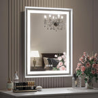 LED Bathroom Mirror, 24“x32“ Lighted Bathroom Mirror with Metal Framed, Extremely Bright LED Mirror for Bathroom, 3 Colors Dimmable, Anti-Fog, Memory, Wall Mounted Lighted Vanity Mirror