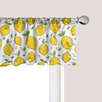 Ambesonne Lemons Window Valance Pack of 2, Continuous Citrus Fruits Leaves Refreshing Cartoon Pattern, Rod Pocket Curtain Valances for Kitchen Bedroom, 54" X 12", Lime Green Earth Yellow