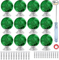 12 Pcs 30mm Round Shape Bubble Crystal Glass Cabinet Knobs with Screws Drawer Knob Pull Handle Used for Kitchen, Dresser, Door, Cupboard (Dark Green)