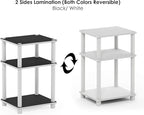 Furinno Just 3-Tier Turn-N-Tube End Table / Side Table / Night Stand / Bedside Table with Plastic Poles, 2-Pack, White/White