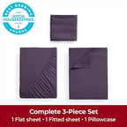 Mellanni Twin XL Sheets Set - 3 PC Iconic Collection Bedding - Hotel Luxury, Extra Soft, Cooling Bed Sheets - Wrinkle, Fade, Stain Resistant (Twin Extra Long, Purple)