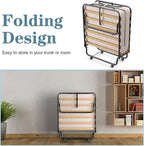 Giantex Folding Bed with Mattress, Rollaway Guest Bed w/ 4 Inch Memory Foam Mattress, Sturdy Metal Frame, Portable Bed Cot Size Easy to Store, Foldable Beds for Adults, Made in Italy