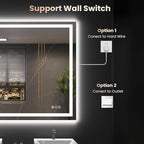 40"X32" LED Bathroom Mirror with Front Lights and Backlit, Anti-Fog, Dimmable, Shatter-Proof Tempered Glass, Lighted Bathroom Vanity Mirror for Wall with 3 Colors, Memory Function