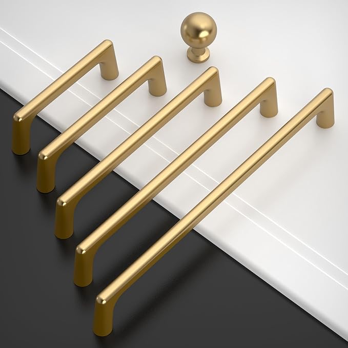 Amerdeco 10 Pack Champagne Bronze Cabinet Pulls 3 Inch(76MM) Hole Centers Kitchen Cabinet Handles Hardware Kitchen Handles for Cabinets Cupboard Handles Drawer Pulls ZH0041