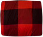 7 Piece Comforter Set Bag Solid Color All Season Soft Down Alternative Blanket & Luxurious Microfiber Bed Sheets, Queen, Buffalo Plaid Burgundy/Black