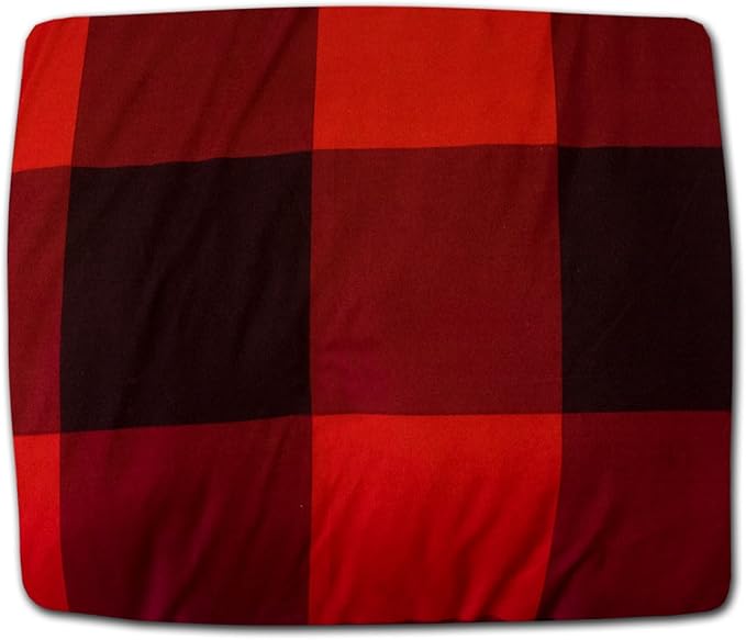 7 Piece Comforter Set Bag Solid Color All Season Soft Down Alternative Blanket & Luxurious Microfiber Bed Sheets, King, Buffalo Plaid Burgundy/Black