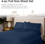 Threadmill Luxury Full Size Sheets for Full Size Mattress | 800 Thread Count Cotton sheets | Jacquard Celine Folkstone Blue| Better Than Egyptian Cotton| 4 Pc Bed Sheets | With Elasticized Deep Pocket