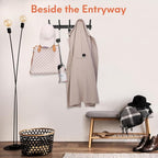 Coat Rack Wall Mount, Coat Hook Wall Mount, Wall Hooks for Hanging, Hat Rack for Walls, Coats Hanger with 10 Hook, Towel Hooks for Bathrooms (2 Pack, Black)