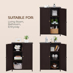 Yaheetech Bathroom Floor Cabinet, Modern Storage Freestanding Organizer Cabinet with Adjustable Shelves & Double Doors, 3-Tier Home Living Room Furniture, Espresso
