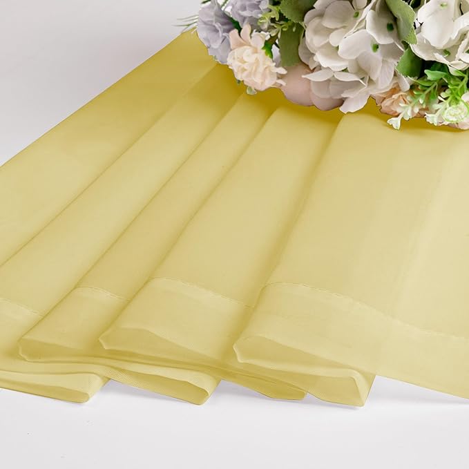 Chyhomenyc Yellow Sheer Curtains 36 inch Length 2 Panels, Light Filtering Voile Rod Pocket Short Window Curtians for Bathroom Living Room Farmhouse Small Windows, 42Wx36L inches