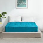 SLEEP ZONE Cooling Queen Mattress Pad, Premium Zoned Quilted Fitted Mattress Topper, Elastic Mattress Protector Cover, Machine Wash Durable, Deep Pocket 8-21 inch, Teal, Queen