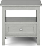 SIMPLIHOME Warm Shaker SOLID WOOD 20 Inch Wide Rectangle Transitional End Side Table in Fog Grey, For the Living Room and Bedroom