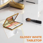 GreenForest Vanity Desk with 2 Drawers,47 inch White Desk with Glossy Desktop Easy Clean,Makeup Dressing Table with Metal Gold Legs for Home Office Small Spaces,Bedroom