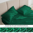 Love's cabin Twin Satin Sheet Set - 3 Piece Dark Green Silky Bed Sheets with Deep Pockets, Luxury Silk Feel Satin Twin Size Sheet Set Bedding Set (1 Flat Sheet,1 Fitted Sheet,1 Pillow case)