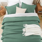 Litanika Comforters Twin/Twin XL Size Haze Green, 2 Pieces Lightweight Solid Bedding Set & Collections, All Season Fluffy Bed Set (66x90 Inches Comforter & 1 Pillowcase)