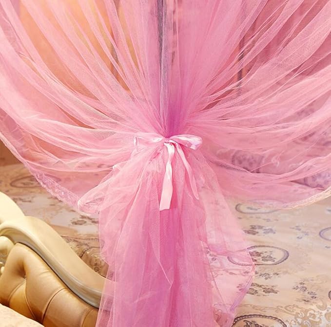 4 Corners Canopy Bed Curtains Princess Bed Curtain Canopy Mosquito Netting Canopies (Twin, Pink)