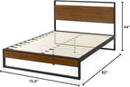 ZINUS Suzanne 44 Inch Bamboo and Metal Platform Bed Frame, Solid Steel Construction, No Box Spring Needed, Wood Slat Support, Easy Assembly, Chestnut Brown, King