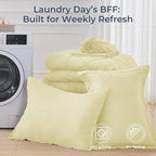 HEVUMYI Cream Yellow Twin-XL Comforter Set - 5-Piece All Season Bed in a Bag Twin-XL, Ultra Soft Bedding Set with Comforter, Flat Sheet, Fitted Sheet, Pillowcases, Pillow Shams