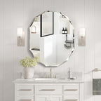 Pregaspor Single Beveled Edge Bathroom Vanity Mirror, 30" x 36" Oval Wall Mirror, Shatterproof Frameless Mirror for Over Sink, Restroom