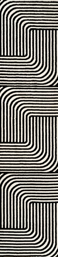 Eyely NCS101G-28 Odense High-Low Minimalist Angle Geometric Black/White 2 ft. x 8 ft. Runner Rug, Black/White, 2 ft. x 8 ft., Indoor, Runner Rug