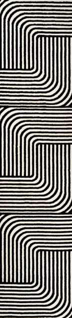Eyely NCS101G-28 Odense High-Low Minimalist Angle Geometric Black/White 2 ft. x 8 ft. Runner Rug, Black/White, 2 ft. x 8 ft., Indoor, Runner Rug