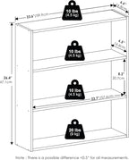 Furinno Basic Book Shelf, 3-Tier Bookshelf, Cube Storage Organizer Bookcase with Open Shelf, 7 x 24 x 26, for Living Room, Bedroom, Home Office, White