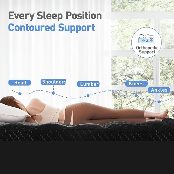 Dual Layer 3 Inch Memory Foam Mattress Topper Full Size, 2 Inch Cooling Gel Memory Foam Plus 1 Inch Pillow Top Mattress Pad Cover, with 8-21 Inch Deep Pocket, Black