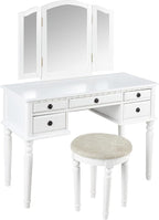 Bobkona St. Croix Collection Vanity Set with Stool, F4074, White