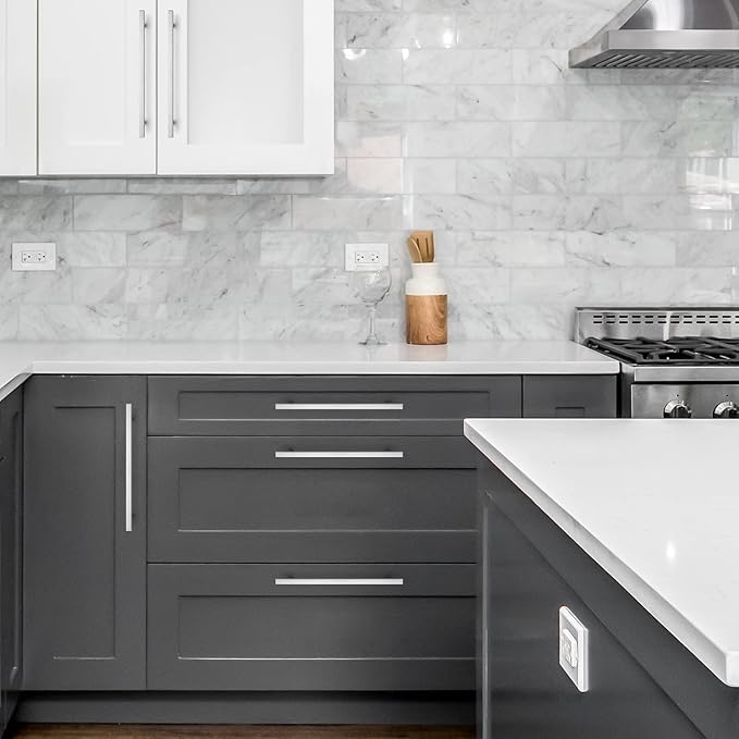 Ravinte Brushed Nickel Cabinet Handles 20 Pack 10 inch Satin Nickel Square Cabinet Pulls Silver Hardware for Kitchen Cabinets 12-1/2 inch Overall Length Stainless Steel Drawer Pulls