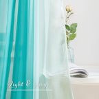 NICETOWN Teal Ombre Sheer Scarf Curtains Valances, Decorative Elegant Backdrop Voile Sheer Texture Bed Canopy for Indoor Outdoor Beach Wedding/Bed Canopy, 2 Panels, W60 x L216