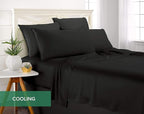 Queen Sheets by Pure Bamboo, Genuine 100% Organic Viscose Derived from Bamboo Bed Sheet Set, Luxuriously Soft & Cooling, Double Stitching, Lifetime Quality Promise (Queen, Black)