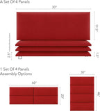 Vänt Upholstered Wall Panels - Queen/Full Size Wall Mounted Headboards - Micro Suede Red Melon - Set of 4 Panels (Each Individual Panel 30"x11.5")