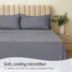 LuxClub 4 PC Full Size Sheet Set Bed Sheets Deep Pockets Wrinkle Free Cooling Bed Sheets Machine Washable Hotel Bedding Silky Soft - Light Grey Full