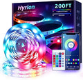 hyrion 200ft Led Strip Lights(3 roll of 65.6ft) Music Sync Color Changing RGB led Strip Light with Remote,Bluetooth Smart APP Control, Tape Lighting for Bedroom Home Party Décor